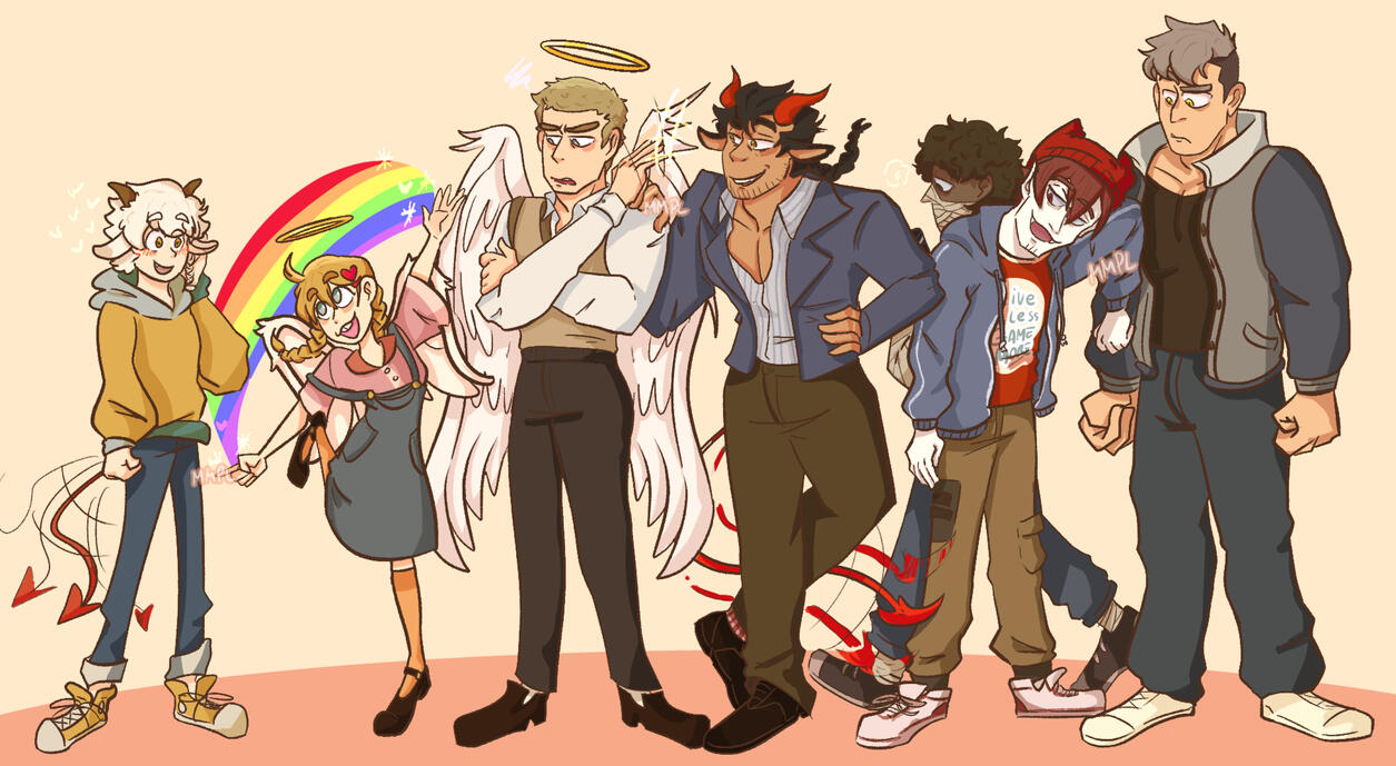 Fanart of Chinese webcomic and webseries, featuring all the main characters lined-up